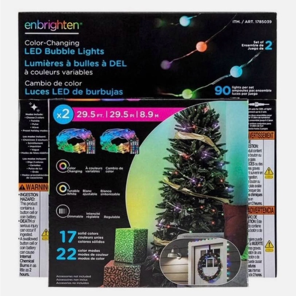 Enbrighten Color-Changing LED Bubble Lights Set of 2 Remote RGB IndoorOutdoor OB
